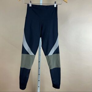 Onzie Flow XS High Waisted Mesh Ankle Yoga Leggings Olive Green